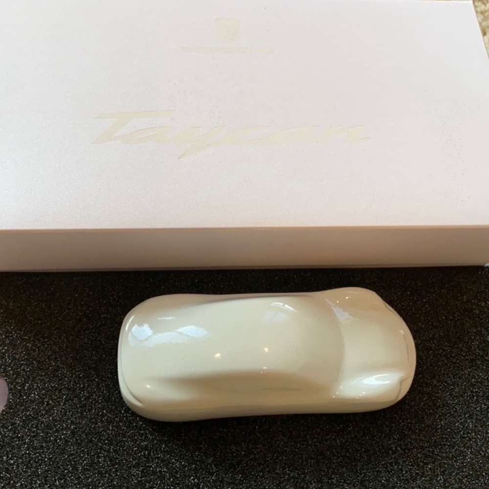 White Porsche Taycan Model Car